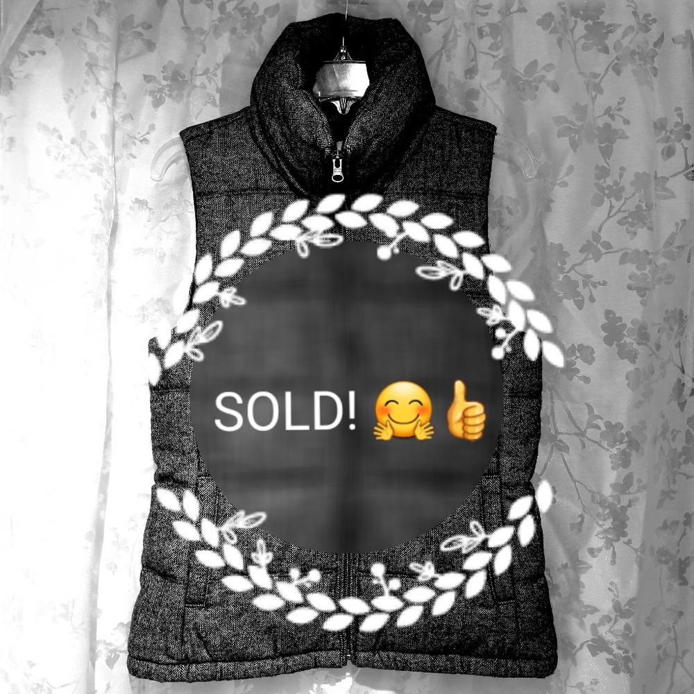 OLD NAVY💋Gray Tweed Puffer Vest Fleece lined Sz S